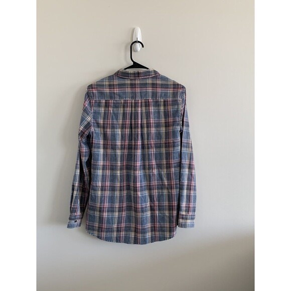 Puck Women’s Blue Pink Plaid Button Shirt Cotton Blend Size Medium - Picture 6 of 7